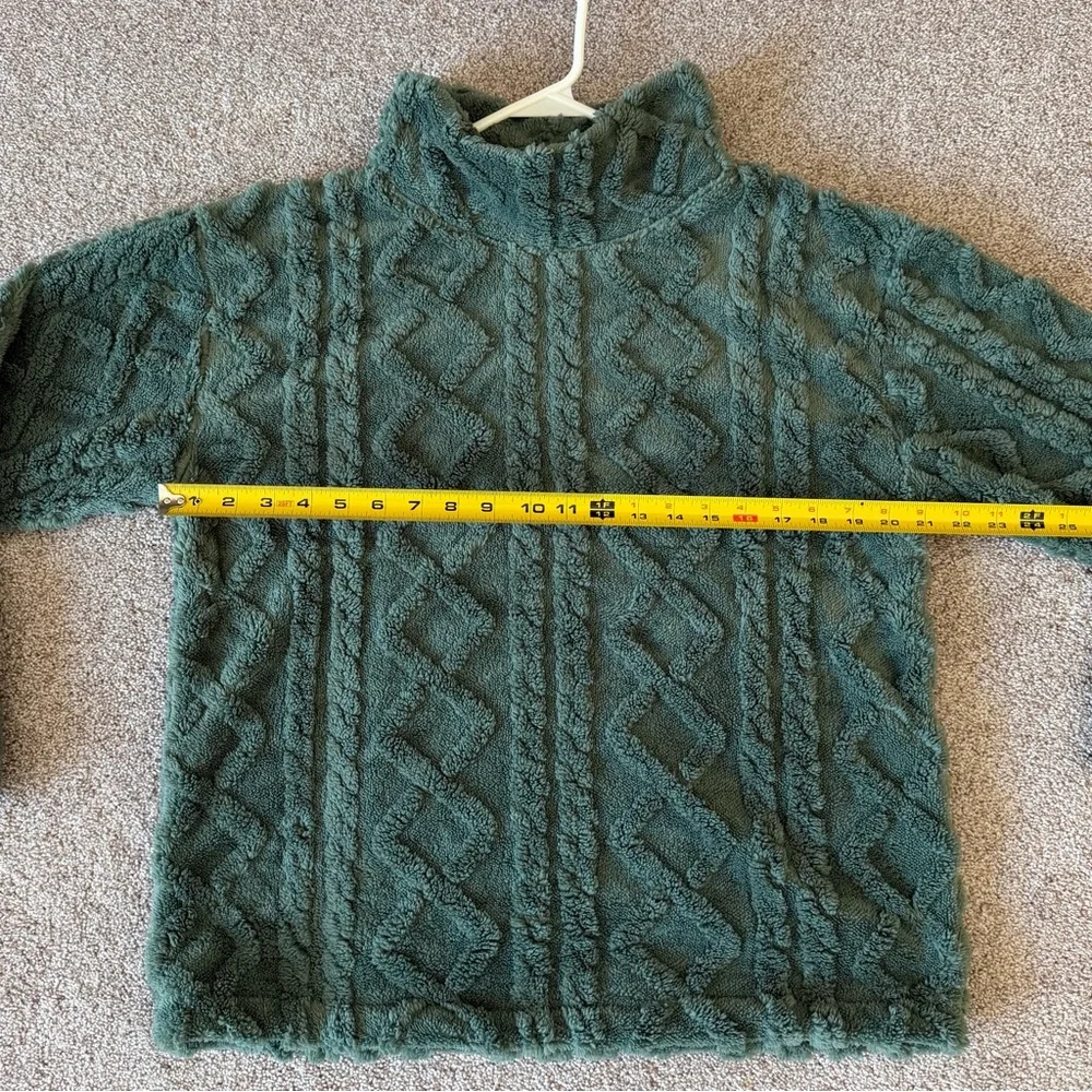 Eddie Bauer Cable Fleece Chunky Pullover Sweater, Green, Sz M